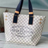 Louis Vuitton LV Women's Bag Top version 【Original Order in Stock】Cabas Tote Bag Shopping Bag Women's Bag2021New White Plaid Tote Bag Versatile Large Capacity Portable Shoulder Bag Stylish Bag Casual Underarm Women's Bag N41179