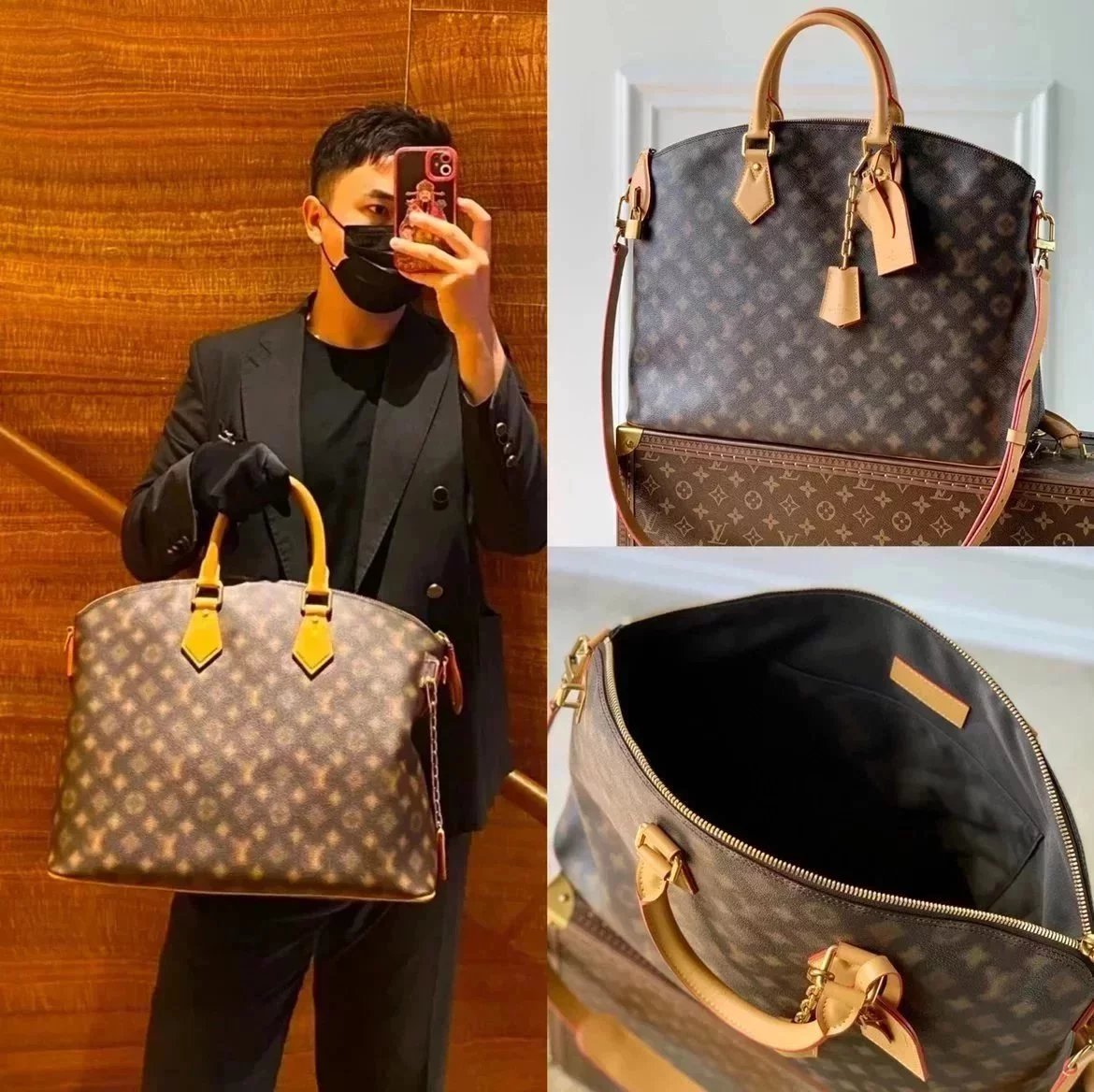 Louis Vuitton LV briefcase Top version 【Tax-Free Version】Original Leather Hardware2022New LockitTote Handbag Yellow Leather Fuzzy logo Tote Bag Men's Commuter Bag Men's Shopping Bag Handbag Shoulder Bag Messenger Bag M46240Briefcase Business Lawyer Bag Me