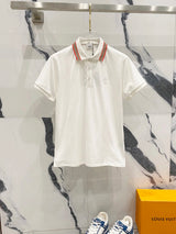Burberry T-shirt Striped Collar TB Small Round Letter Stamps LOGO Embroidery POLO Short Sleeve Turn-down Collar Shirt Unisex Summer Loose Fit T Business Casual Half Sleeve Shirt Plus Size T-Shirt