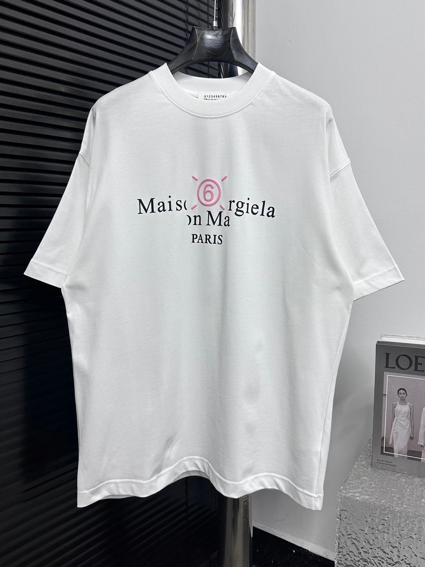 Maison Margiela T-shirt Chest Letter and Number Print logo round Neck Short Sleeve25ss New Pure Cotton Unisex Style T Casual T-Shirt Base Layer Shirt OS Loose Fit Half Sleeve Top Plus Size
