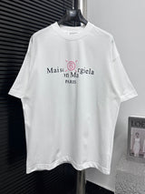Maison Margiela T-shirt Chest Letter and Number Print logo round Neck Short Sleeve25ss New Pure Cotton Unisex Style T Casual T-Shirt Base Layer Shirt OS Loose Fit Half Sleeve Top Plus Size