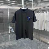 Louis Vuitton LV T-shirt Front Color Block Overlapping Embroidery logo round Neck Short Sleeve25ss New pure cotton T Unisex T-Shirt OS Drop Shoulder Loose Fit Base Shirt Top T-Shirt Short Sleeve