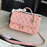 Chanel Women's Bag Top version 【Original Leather New High Version】Home New2022Autumn and Winter Lychee Pattern Cowhide Messenger Bag Square Bag Flap Bag Messenger Bag Home New Small Waste Bag Women's Messenger Bag Flap Bag