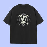 Louis Vuitton LV T-shirt Chest Earth Pattern Print logo round Neck Short Sleeve25ss New pure cotton T Unisex T-Shirt OS Drop Shoulder Loose Fit Base Shirt Top T-Shirt Short Sleeve