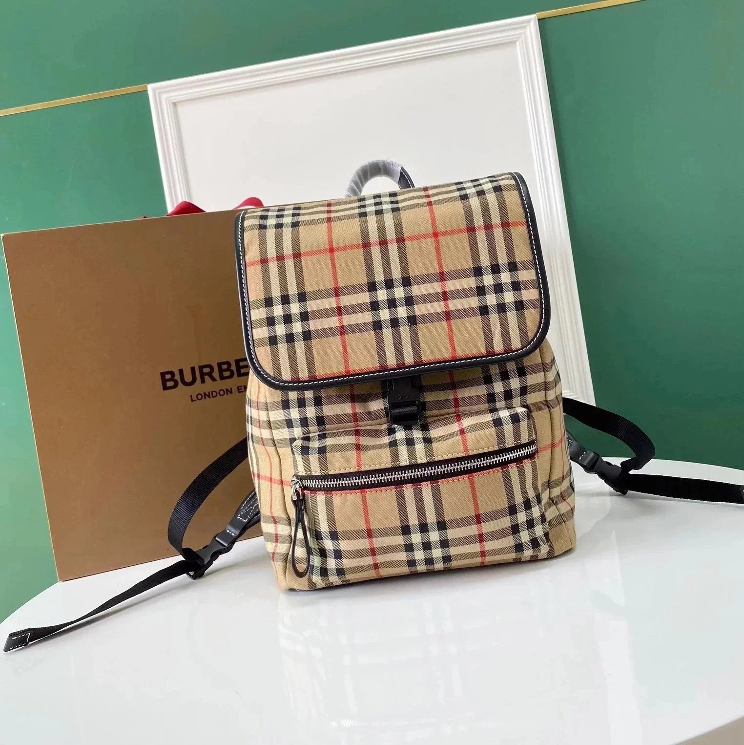 Burberry Women's Bag Top version 【Cheng Huanggao Luxury Leather Goods】Original New Women's Backpack Children's Bags Backpack Schoolbag Small Backpack Classic Plaid Women's Bag Retro Backpack Portable Backpack