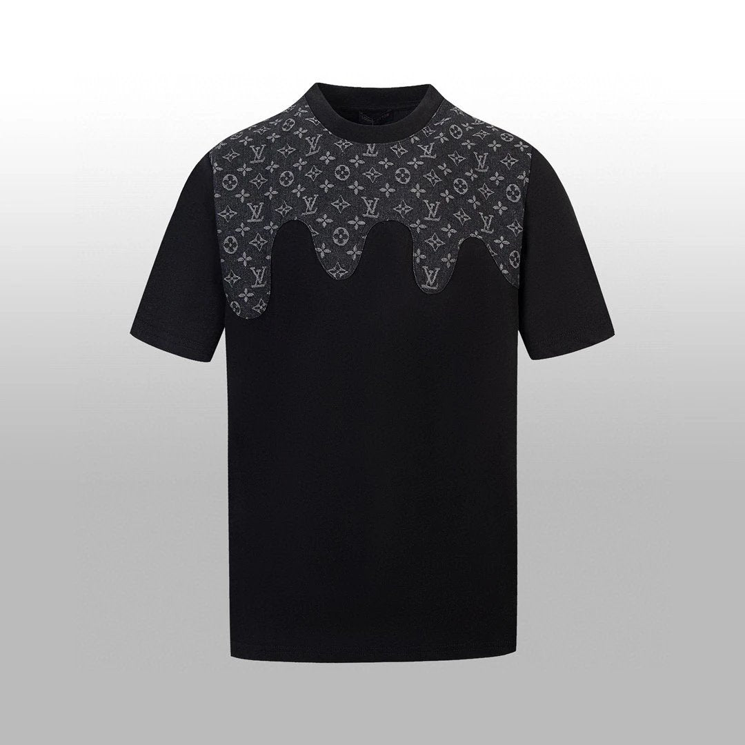 Louis Vuitton LV T-shirt Front Denim Wave Patch Embroidery logo round Neck Short Sleeve25ss New Pure Cotton Unisex Style T Casual T-Shirt Base Layer Shirt OS Loose Fit Half Sleeve Top Plus Size