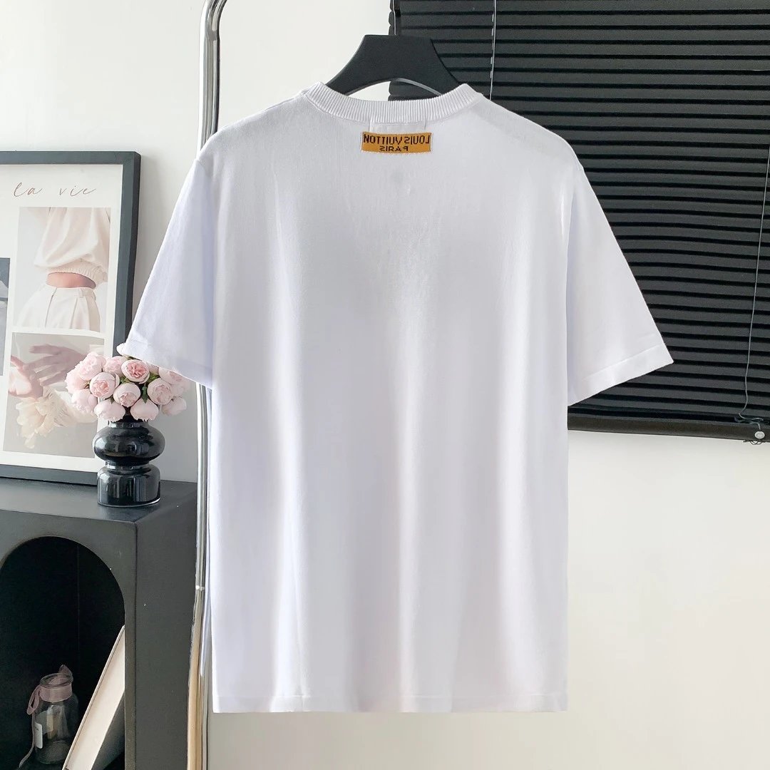 Louis Vuitton LV T-shirt Front Brand Knitwear logo round Neck Short Sleeve25ss New Pure Cotton Unisex Style T T-shirt OS Loose Fit Base Shirt Half Sleeve T-Shirt Top Half Sleeve