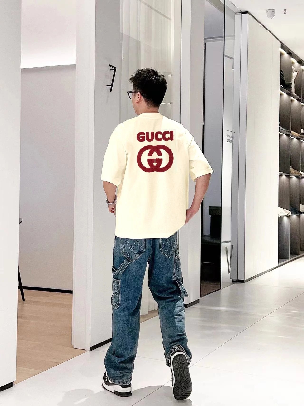Gucci T-shirt Classic Pair G Towel Patches logo round Neck Short Sleeve25ss New pure cotton T Unisex T-Shirt OS Loose Fit Base Shirt Top Half Sleeve T-Shirt