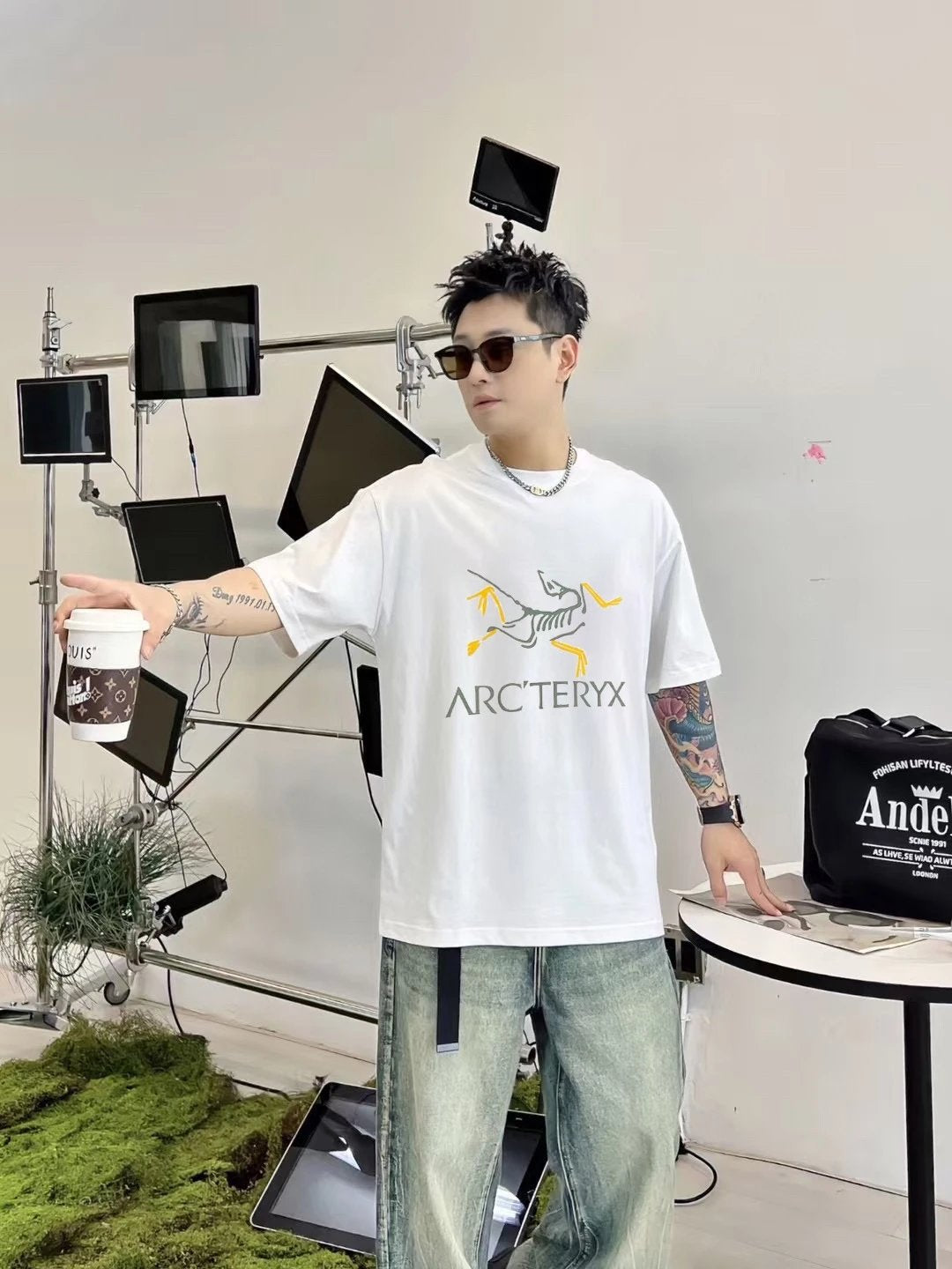 Arc'teryx T-shirt Chest Brand Pattern Print logo round Neck Short Sleeve25ss New Pure Cotton Unisex Style T T-shirt OS Loose Fit Base Shirt Half Sleeve T-Shirt Top Half Sleeve