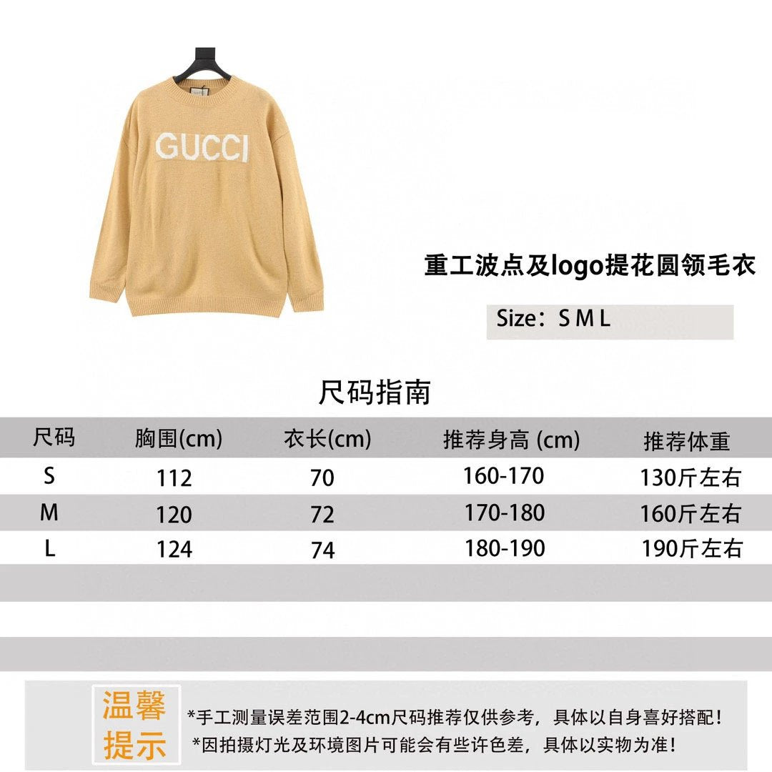 Gucci Sweater Heavy Industry Wave Point and logo Jacquard round Neck Sweater for Men and Women