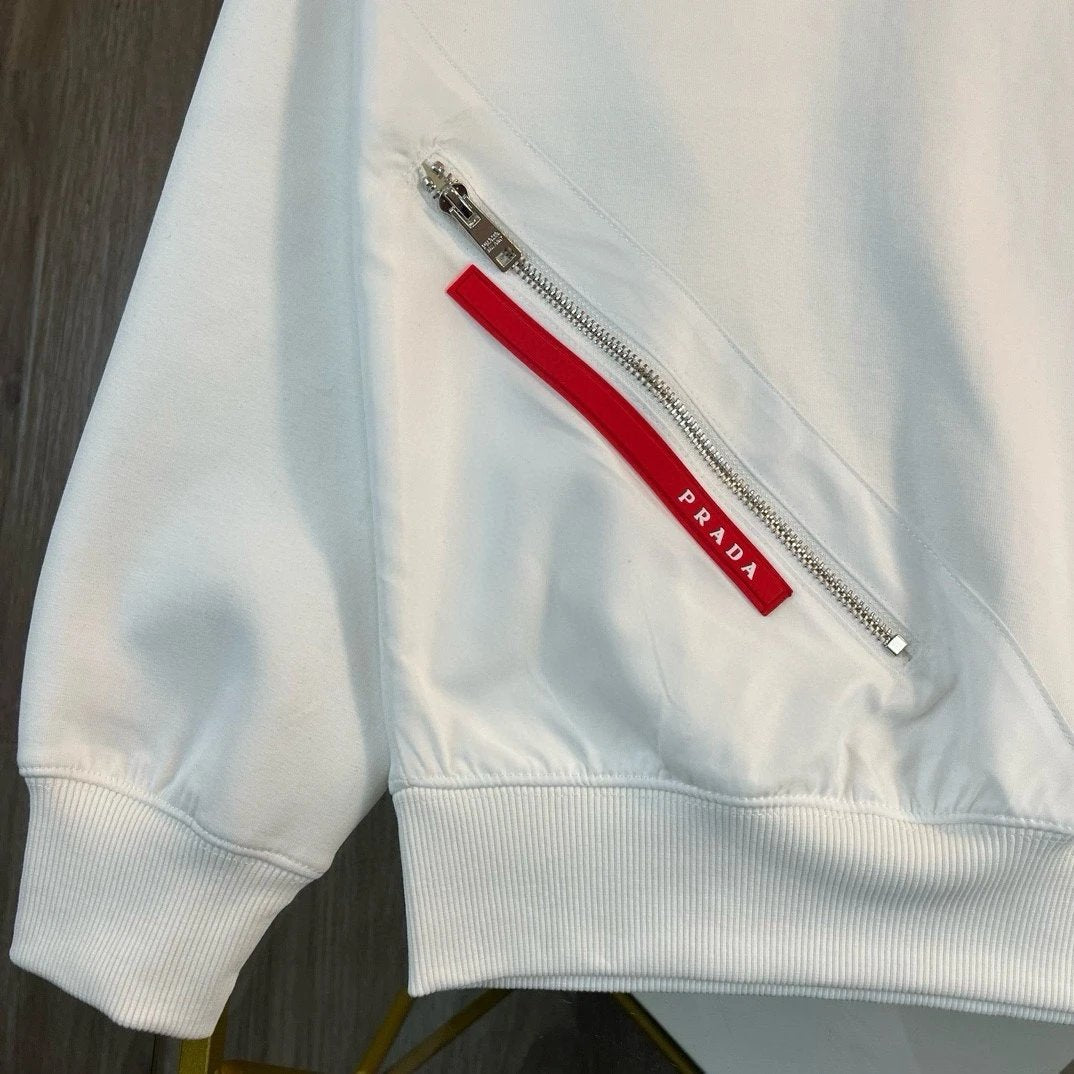 PRADA Jackets 2024Nylon Patchwork Zipper Pocket Hoodie Jacket Unisex Sports Casual Loose Fit Versatile