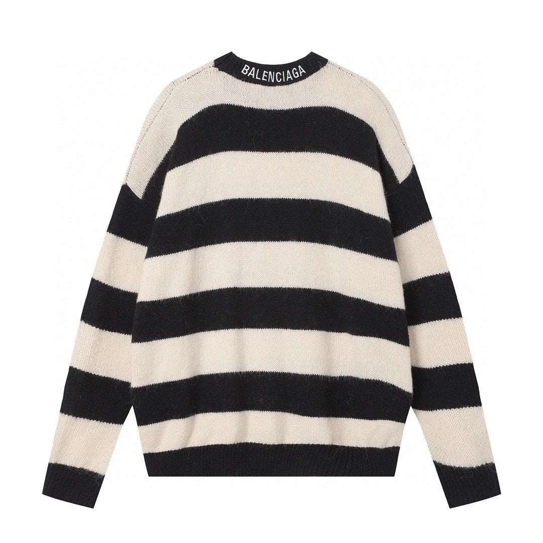 Balenciaga Sweater Love Embroidery1ogo Patchwork Sweater Knitted Crew Neck Sweater Long Sleeve Thickened Lazy Style Unisex Loose Top Coat Versatile Casual Wear