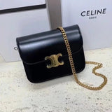 Celine women's bag Top version 【Original Factory】24Early Spring New Products New Women's Bag COLLEGETRIOMPHE Upgraded Chain Version Bright Leather Arc De Triomphe Handbag New Chain Arc De Triomphe WOC Bag113583