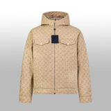 Louis Vuitton LV Down Jacket Denim Vintage Hooded Down Jacket Unisex Fluffy Hooded Long Sleeve Winter Thickened Warm Coat Loose Versatile Fashion