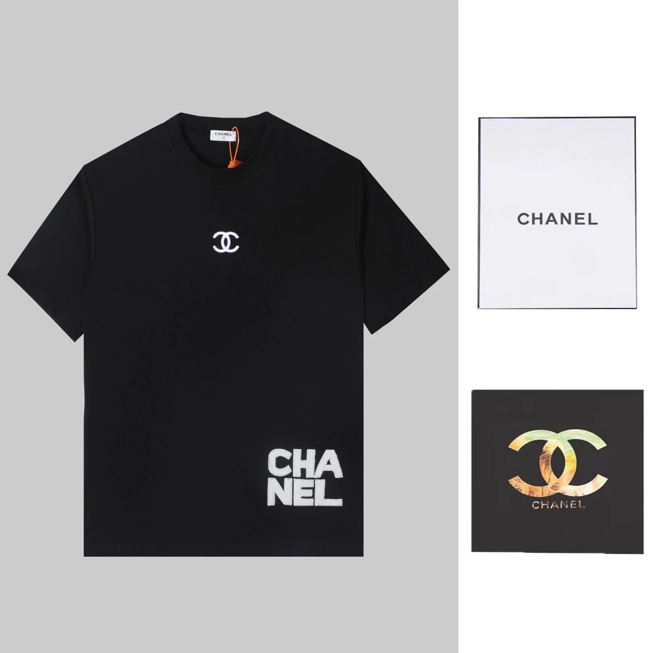 Chanel T-shirt 2024Logo Embroidered Short Sleeve.Front Piece Lg High-End Embroidery.English Letters Are Embroidered with High Quality Toothbrush，Present Neat General.Custom Dyed Fabric.Comfortable and Soft.Three Standard Complete，Practical and High-End