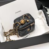 Chanel Women's Bag Top version 【Original Leather】Ohanel Grandma's House22B New Sheepskin Golden Balls Box Bag with Mirror Bottom Double C Long Box Cosmetic Bag mini Small Box Bag Storage Bag Mobile Phone Bag Mini Metal Beads Box Bag Handmade Workshop Seri