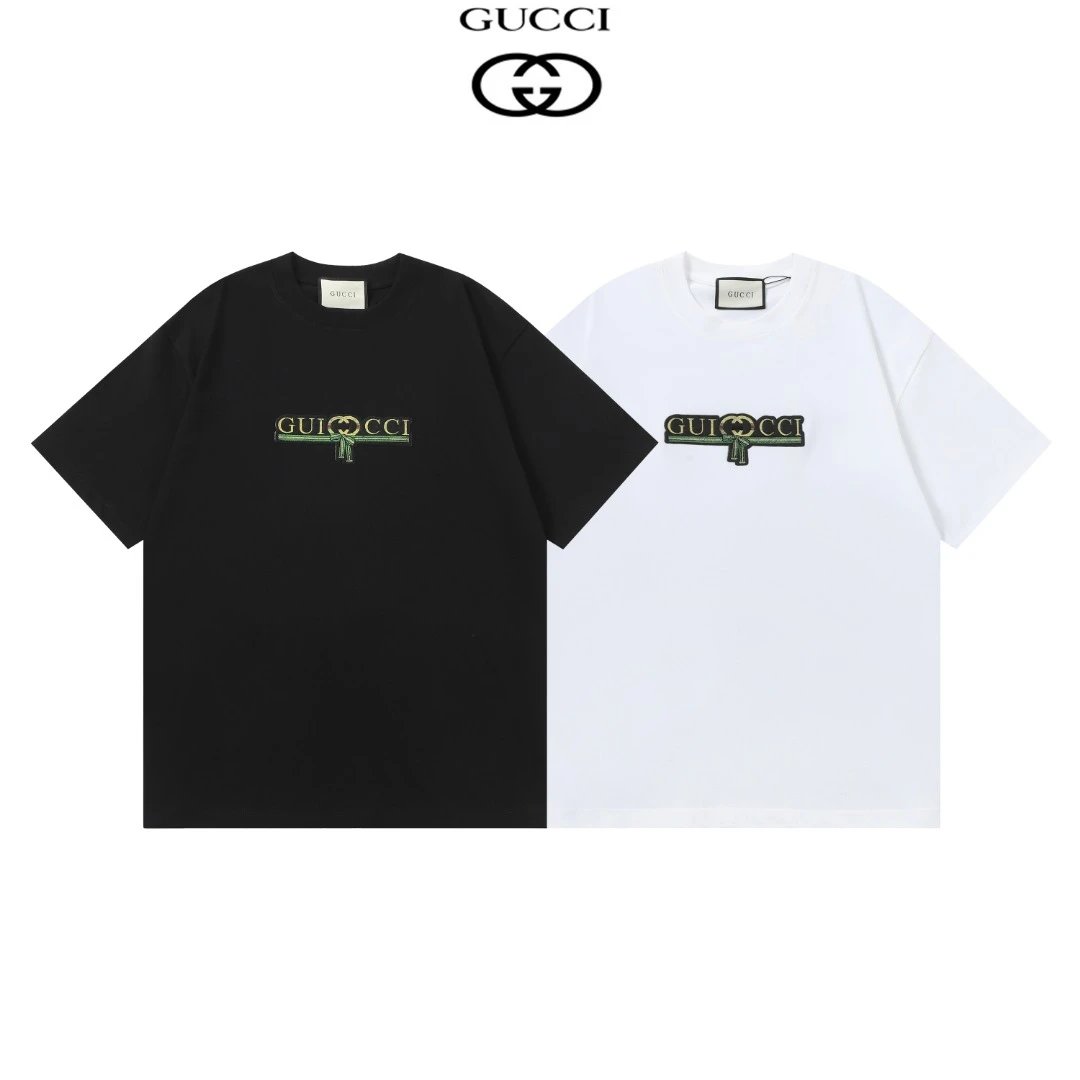 Gucci T-shirt Chest Letter Patch Embroidery logo round Neck Short Sleeve25ss New pure cotton T Unisex T-Shirt OS Loose Fit Base Shirt Top Half Sleeve T-Shirt