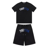 Trapstar T-shirt Summer Gradient Letters White and Blue Towel Embroidery Short Sleeve T T-shirt Shorts Men's Couple Casual Suit-CY