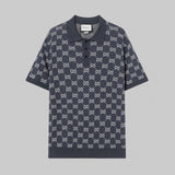 Gucci T-shirt over Printed Letters logo Jacquard POLO Shirt Lapel Short Sleeve25ss New Unisex Summer Short Sleeve OS Loose T Business Half Sleeve Shirt Plus Size T-Shirt