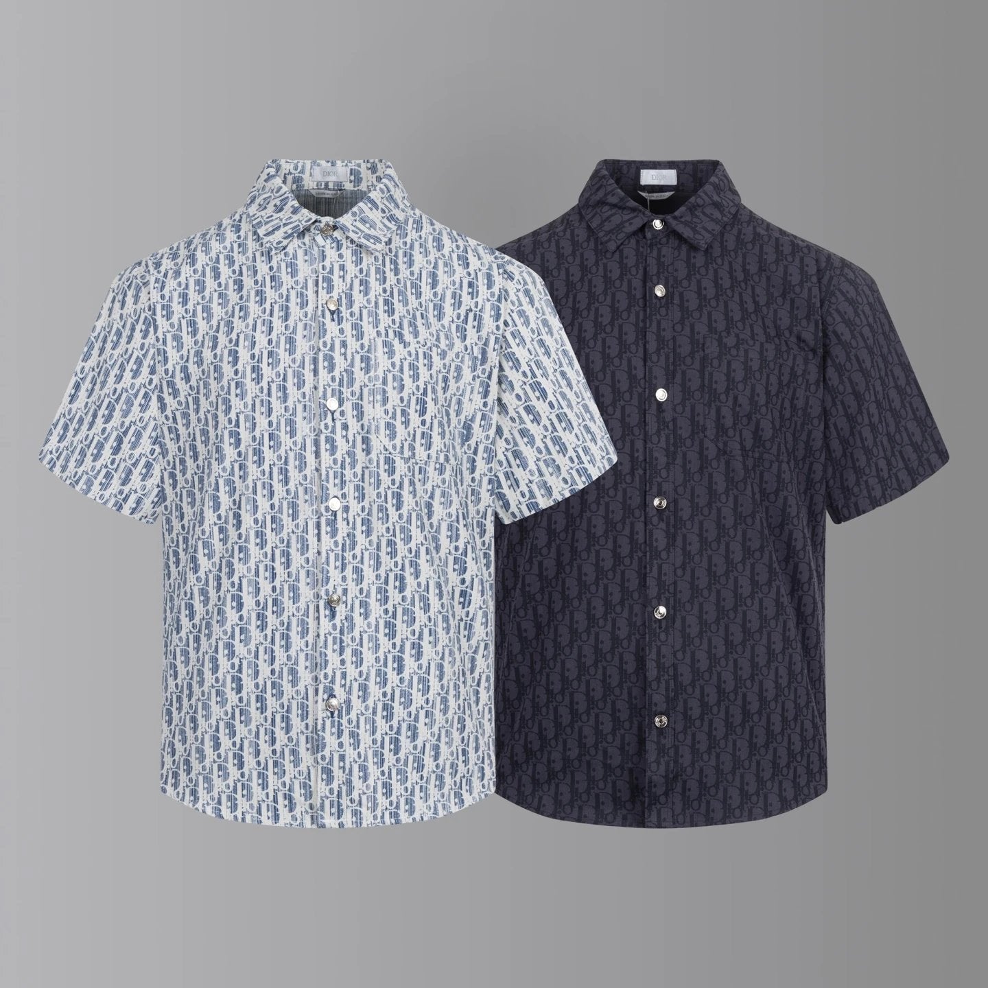 Dior Shirt Full Jacquard Print logo Turn-down Collar Short Sleeve Shirt Blouse25ss New Versatile Casual Business Unisex Slim Fit Jacket