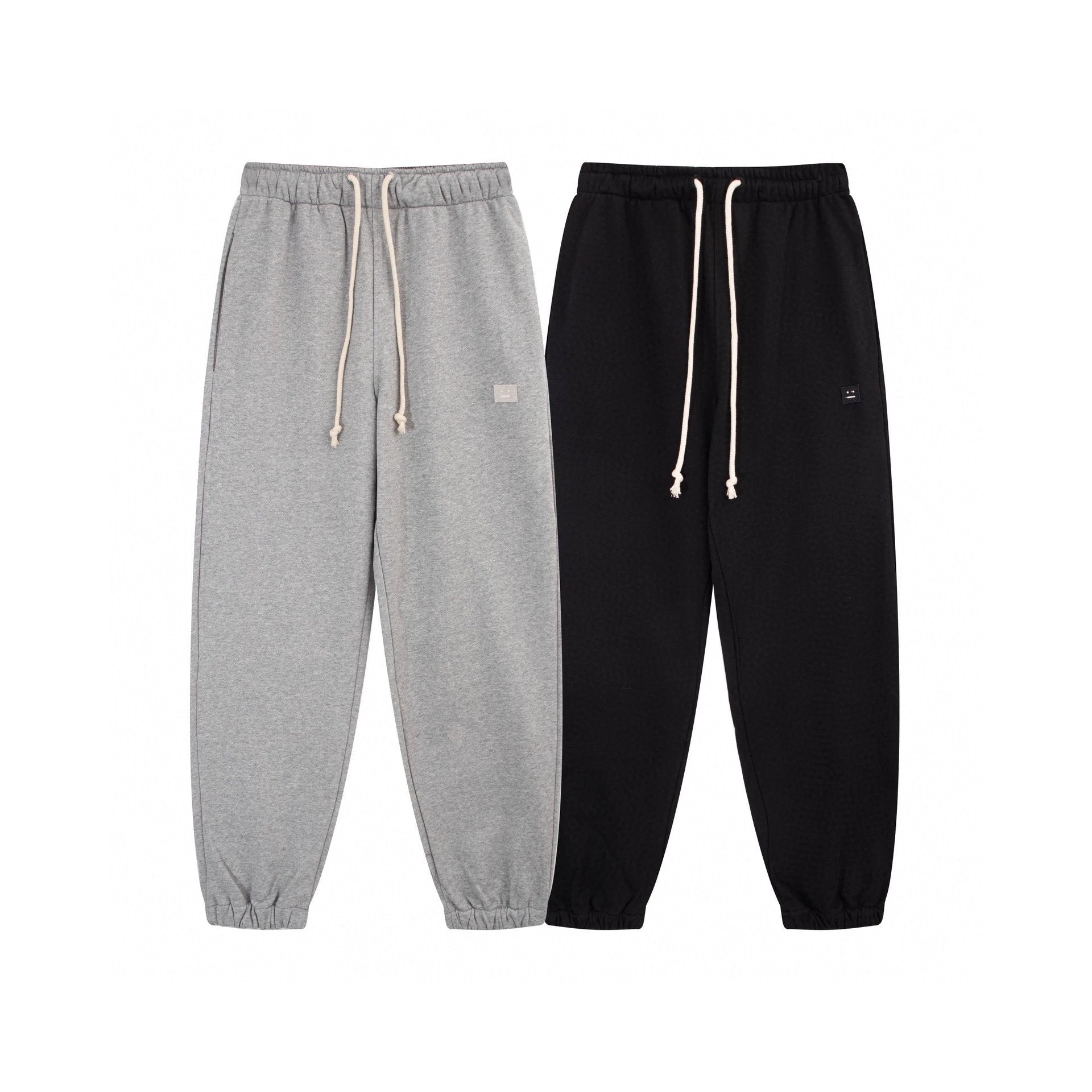 Acne Studios Sweatpants Top Version Square Smiley Face Logo Casual Jogger Pants Trousers Drawstring Straight-Leg Pants Sweatpants Men