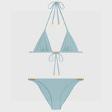 Celine Swimsuit Letter Gold Logo Inlaid Bikini Split Swimsuit Sexy Little Chest Gathered Seaside Swimming Pool Holiday Hot Spring Backless White Women's Women's Swimwear