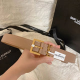 YSL Belt Top version Belt Waist Belt Women's Belt SainLaure Men's and Women's Universal Belt Belt Printing Clear Leather Soft Imported Calfskin Pure Copper Hardware Buckle，Each Needle and Thread Are Very Tight, Fashionable, All-Matching and Elegant，Qualit