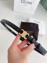 Celine Belt Top version Counter Version Free Packaging Ladies Belt Width1.8cm Counter Full Set Packaging Imported Smooth Cow Leather Belt Boutique Palladium Plated Pin Buckle Retro Style Pure Copper Golden Mingring