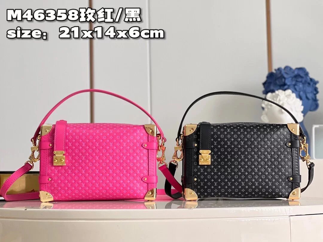 Louis Vuitton LV Women's Bag Top version Original Leather2023New Soft Box Bag Twist Lock Bag Shoulder Crossbody Portable Bag Gu Ailing Same Style Women Bag Rose Red Blue Black Cattle Leather Bag