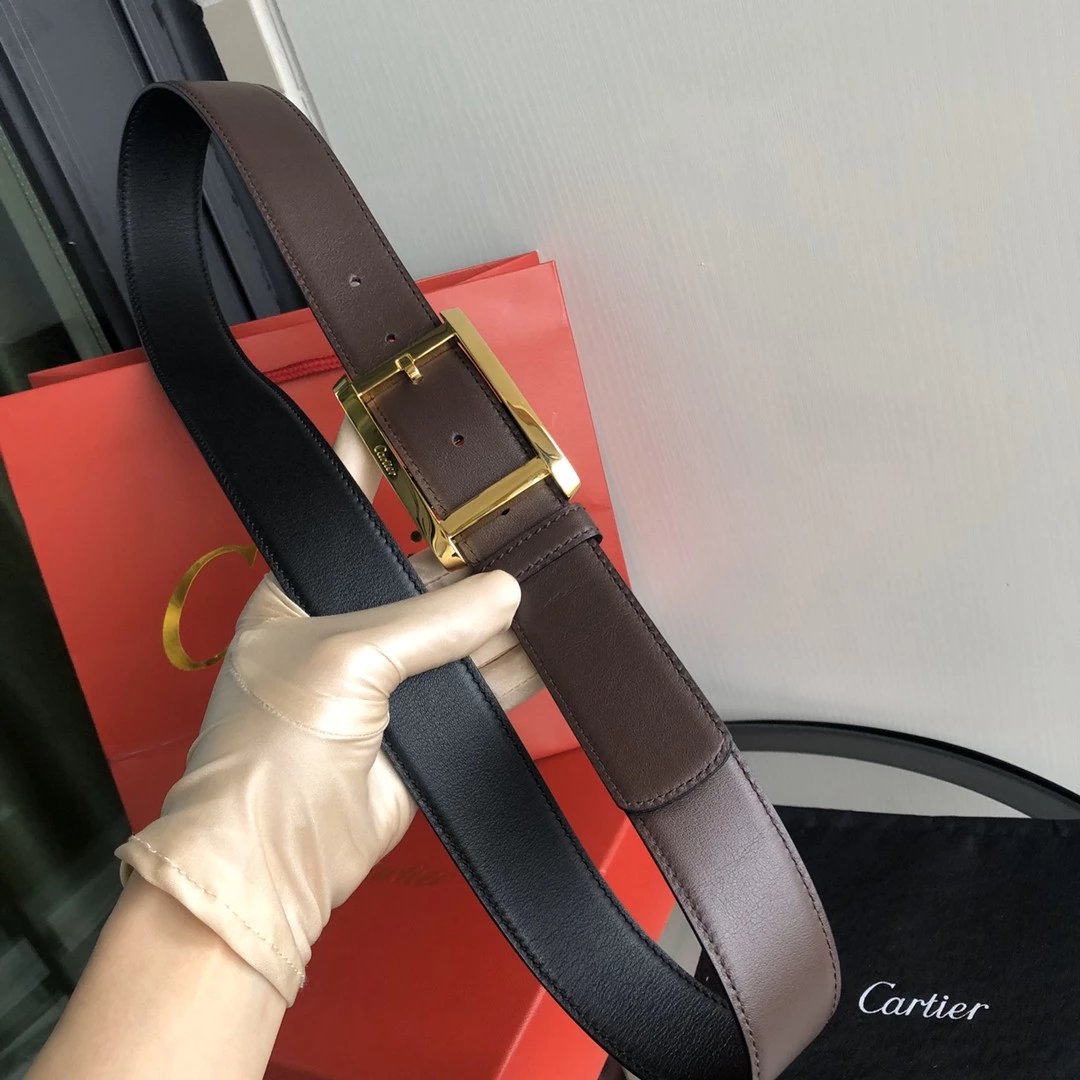 Cartier Belt Top version Original Order in Stock Belt Men2021Men's Italian Leather Belt Metal LOGO Formal Wear Belt Width3.5