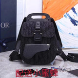 Dior Backpack Top version Homme Small Size Backpack Jacquard Presbyopic Mini Schoolbag Saddle Bag Pairs Backpack Black Grain Side Touch Calfskin Backpack Men's and Women's Bags