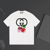 Gucci T-shirt Cartoon Double Chest G Printing logo round Neck Short Sleeve25ss New pure cotton T Unisex T-Shirt OS Loose Fit Base Shirt Top Half Sleeve T-Shirt