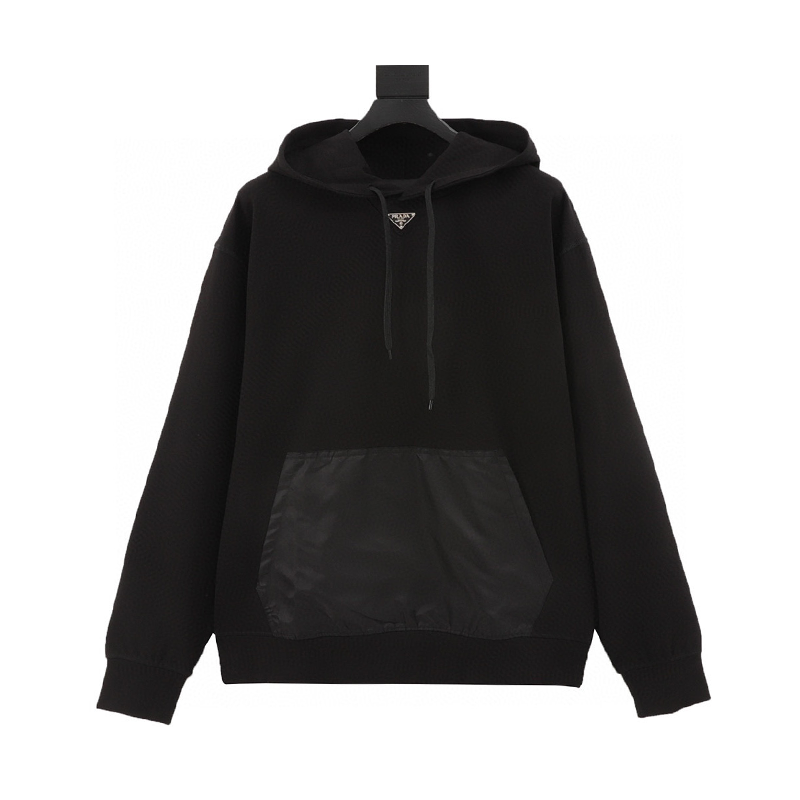 PRADA Hoodie  Collar Triangle Nylon Pocket Hooded Sweater for Men and Women