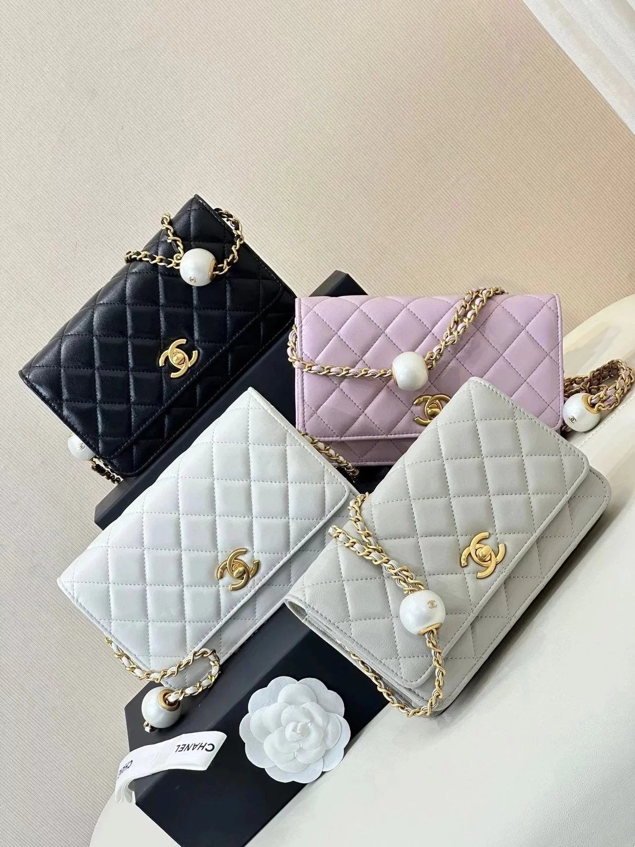 Chanel Women's Bag Top version 【Original Leather Grade Surrogate Shopping】24Spring and Summer New24S Double Pearl Hand WOC Envelope Package Fortune Bag Chain Tangyuan Bag Shoulder Messenger Handbag New Women's Bag AP3964