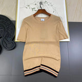 Burberry T-shirt Classic Patchwork Knit Sweater with Round Neck and Short Sleeves25ss New Pure Cotton Unisex Style T T-shirt OS Loose Fit Base Shirt Short Sleeve Top T-Shirt