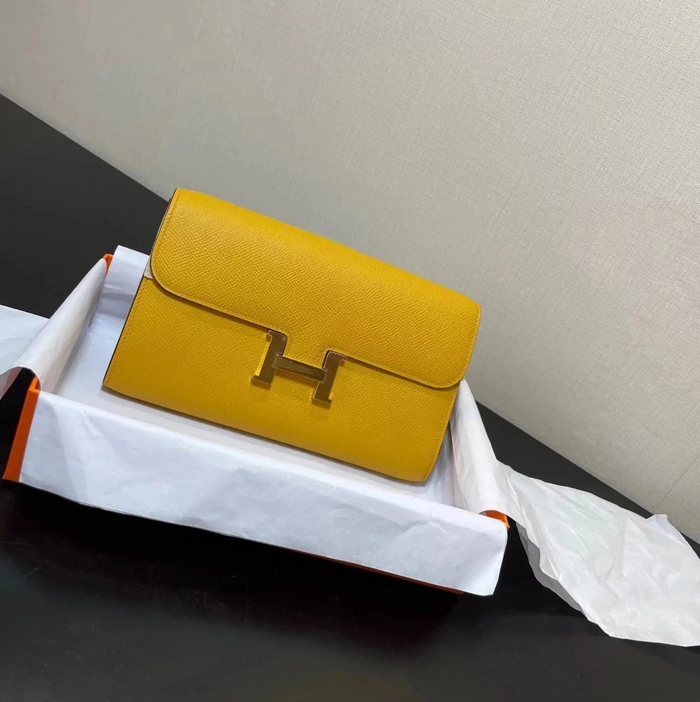 Hermes women's bag Top version New Kangkang Women's Bag epsom Leather Palm Print ConstanceToGoWoc Shoulder Crossbody Handbag Clutch Long Long Purse Wallet Dinner Bag