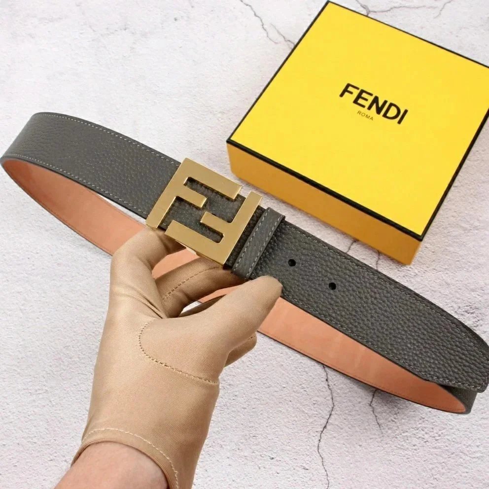 FENDI Belt Top version New Men's Leather Belt Little Monster Genuine Leather Business Smooth Buckle Belt