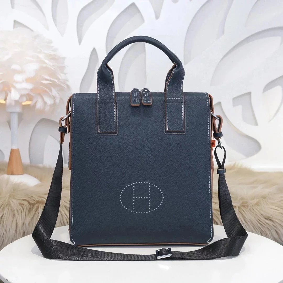 Hermes men's bag Top version Can Support Counter Comparison Genuine Goods Quality Men's Bag Business Briefcase Computer Bag Messenger Bag Shoulder Bag Handbag Handbag