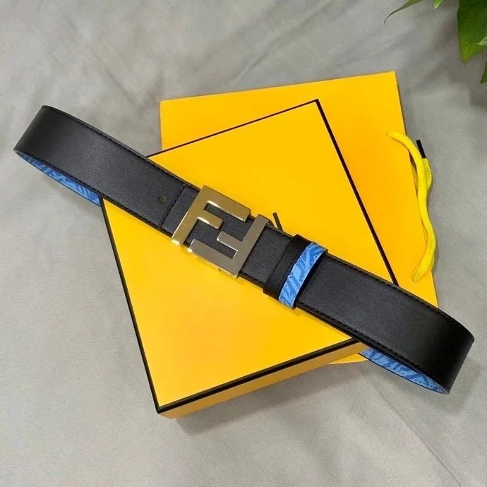 FENDI Belt Top version 【New products in stock】Belt Men's Casual Business First Layer Cowhide Men's Fashion Pants Belt4cm Double-Sided Available