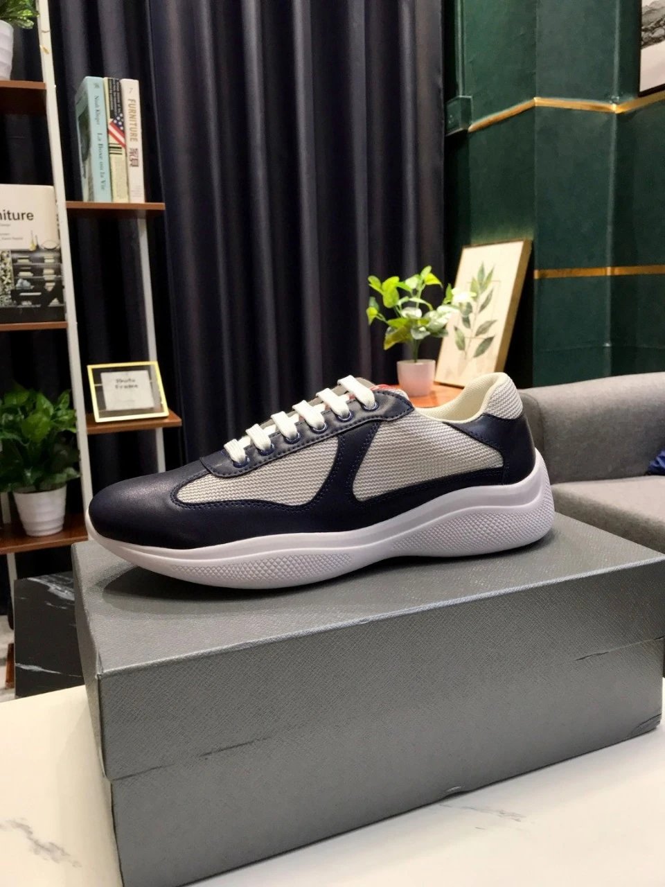 PRADA Shoes Summer in Stock Blue Flat Heel Leisure Low Top Fashion Shoes round Toe All-Matching Foreign Trade Shoes cf26