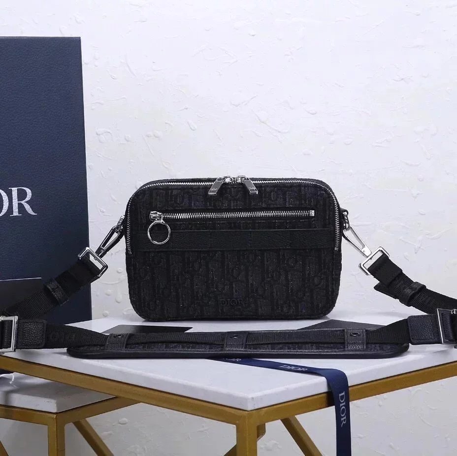 Dior Men's Bag Top version 2023New Camera Bag Messenger Bag safariobique Presbyopic Canvas Message Bag Box Bag One Shoulder Crossbody Men's and Women's Bags