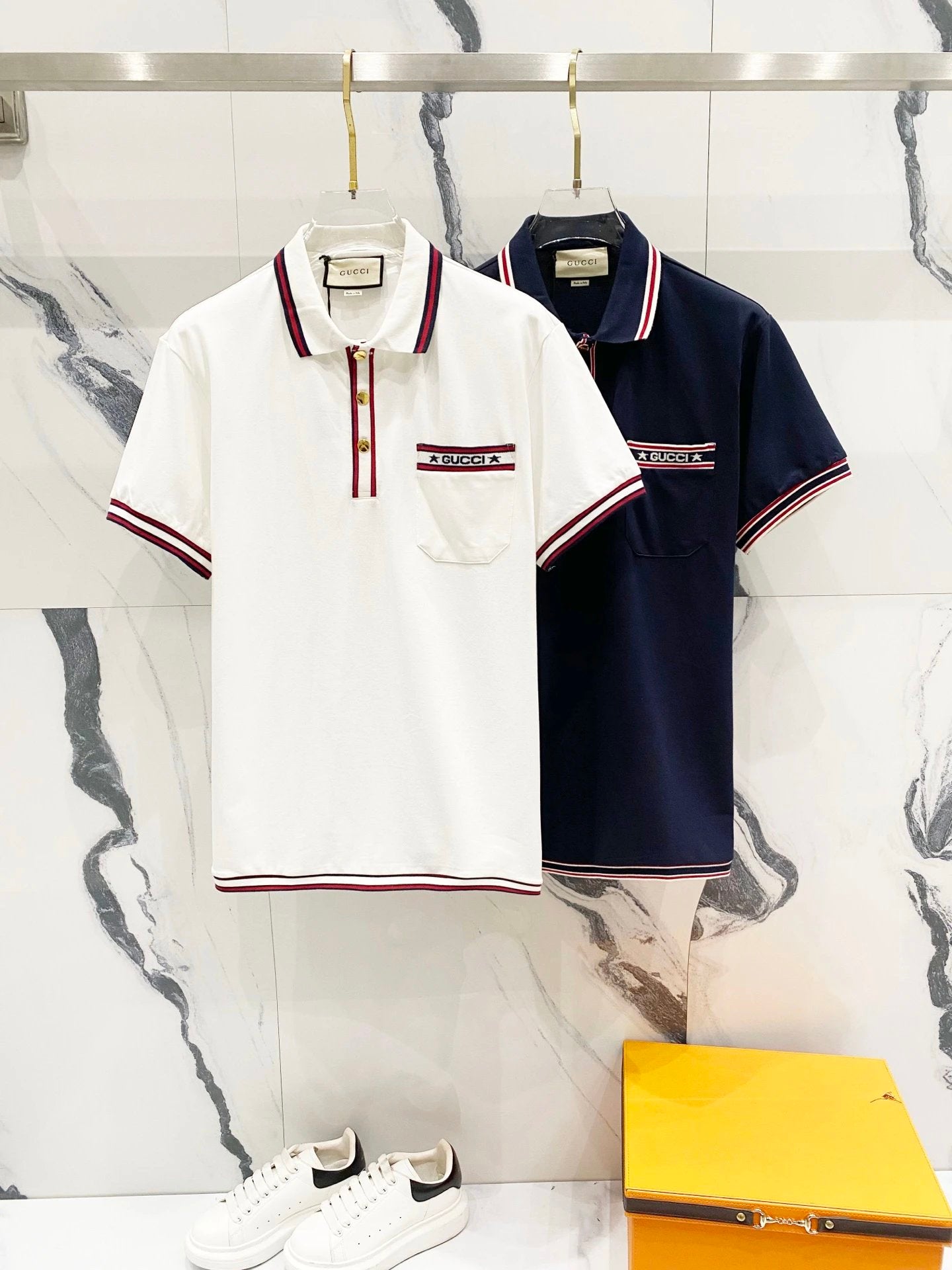 Gucci T-shirt Pocket Color-Block Ribbon Letters logo Embroidery POLO Shirt Lapel Short Sleeve25ss New Unisex Summer Short Sleeve OS Loose T Business Half Sleeve Shirt Plus Size T-Shirt