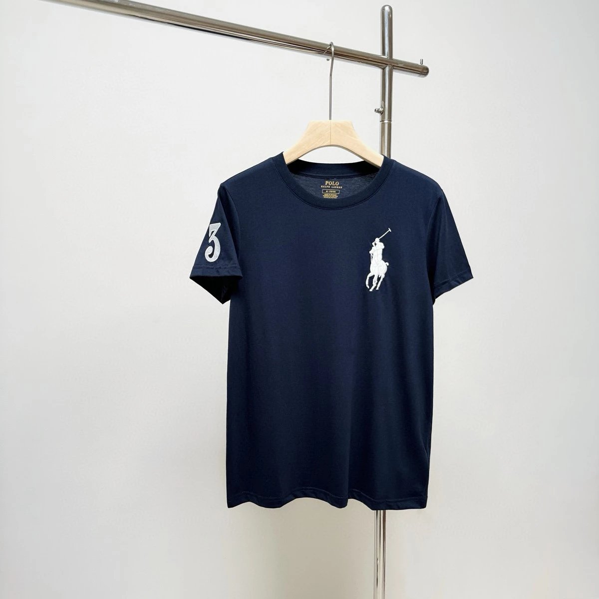 Ralph Lauren T-shirt Top Version Label POLORalphLauren Men's Big Horse Mark Short Sleeve round Neck Solid Color T Summer Shirt