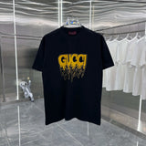 Gucci T-shirt Unique Letter Print on Chest logo round Neck Short Sleeve25ss New Pure Cotton Unisex Style T T-shirt OS Loose Fit Base Shirt Top Half Sleeve T-Shirt