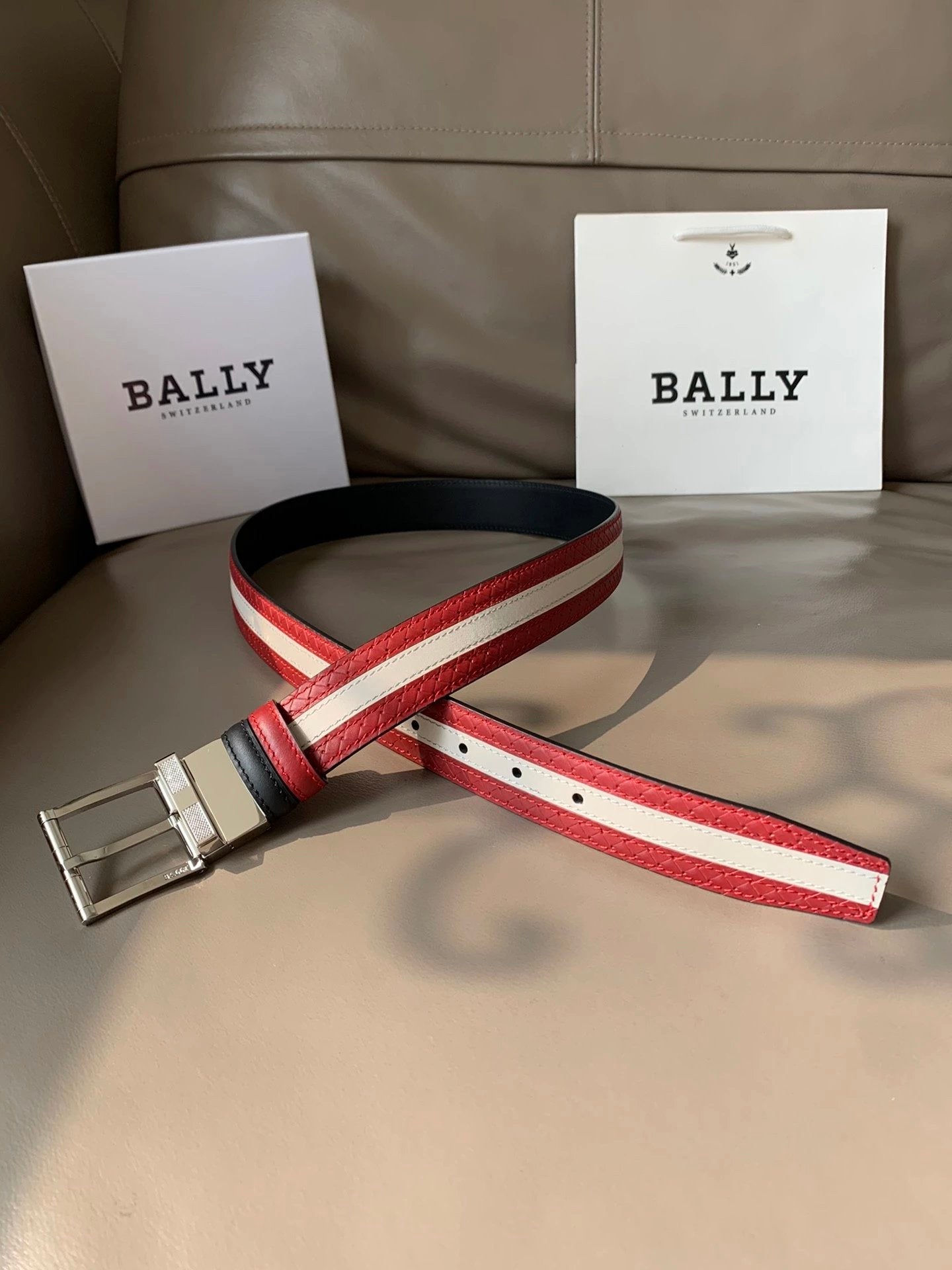 Bally Belt Top version （Imported First Layer Cowhide）Original Single Belt Counter New Men's Double-Sided Casual Business Belt Wide3.5cm Double-Sided Head Layer Cowhide Belt First Layer Cow Leather Belt Men and Women Business Casual Belt Belt Men's Leather