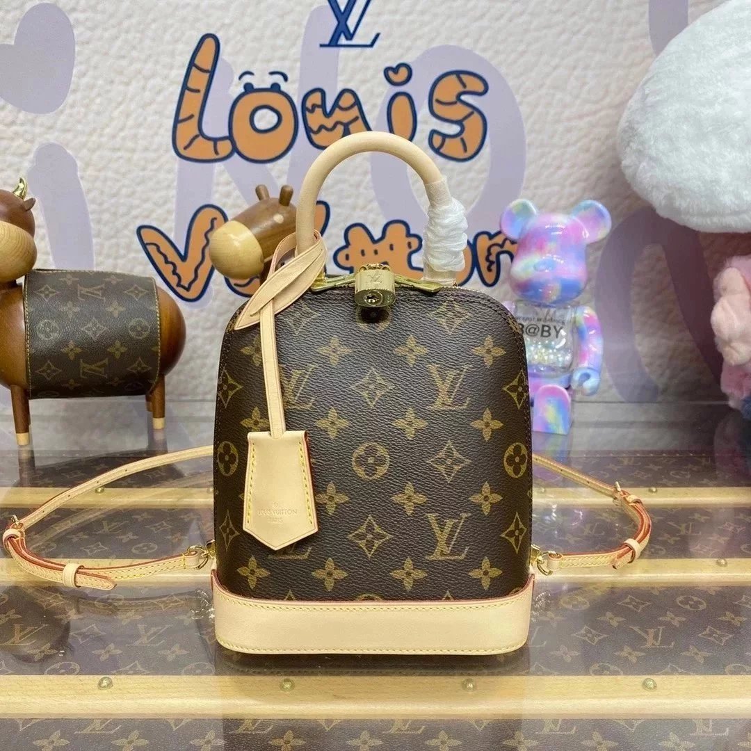 Louis Vuitton LV Backpack Top version 【Original Leather Version】24New Spring and Summer Women's Clothing Series Alma Backpack Small Bookbag Backpack mini Shoulder Bag Women's Bag Shell Backpack Handbag Shell Bag M47132M25103M25104