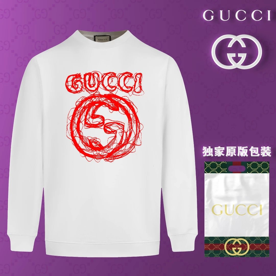 Gucci Hoodie 3DLOGO Printed Crew Neck Sweatshirt Pullover Long Sleeve OS Loose Fit Base Shirt Top Unisex Sports Casual