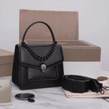 BVLGARI Bag Top version 【Original Quality】2021New Women's Bag Limited Edition Snake Head Buckle Red Enamel Snake Eye Women's Shoulder Bag/Crossbody Handbag Bag Decorated with a Snake's Head Naza Same Product Detachable Shoulder Strap