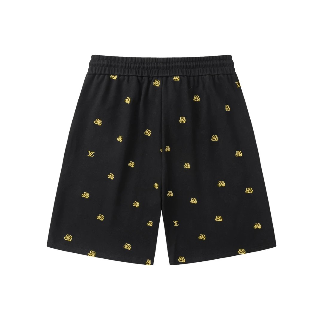 Louis Vuitton LV Shorts Full-body Gold Embroidery Small logo Five-point Shorts25ss New Drawstring American Style Casual Summer Pants5Two-in-One Casual Sweatpants for Men and Women, Pure Cotton Joggers