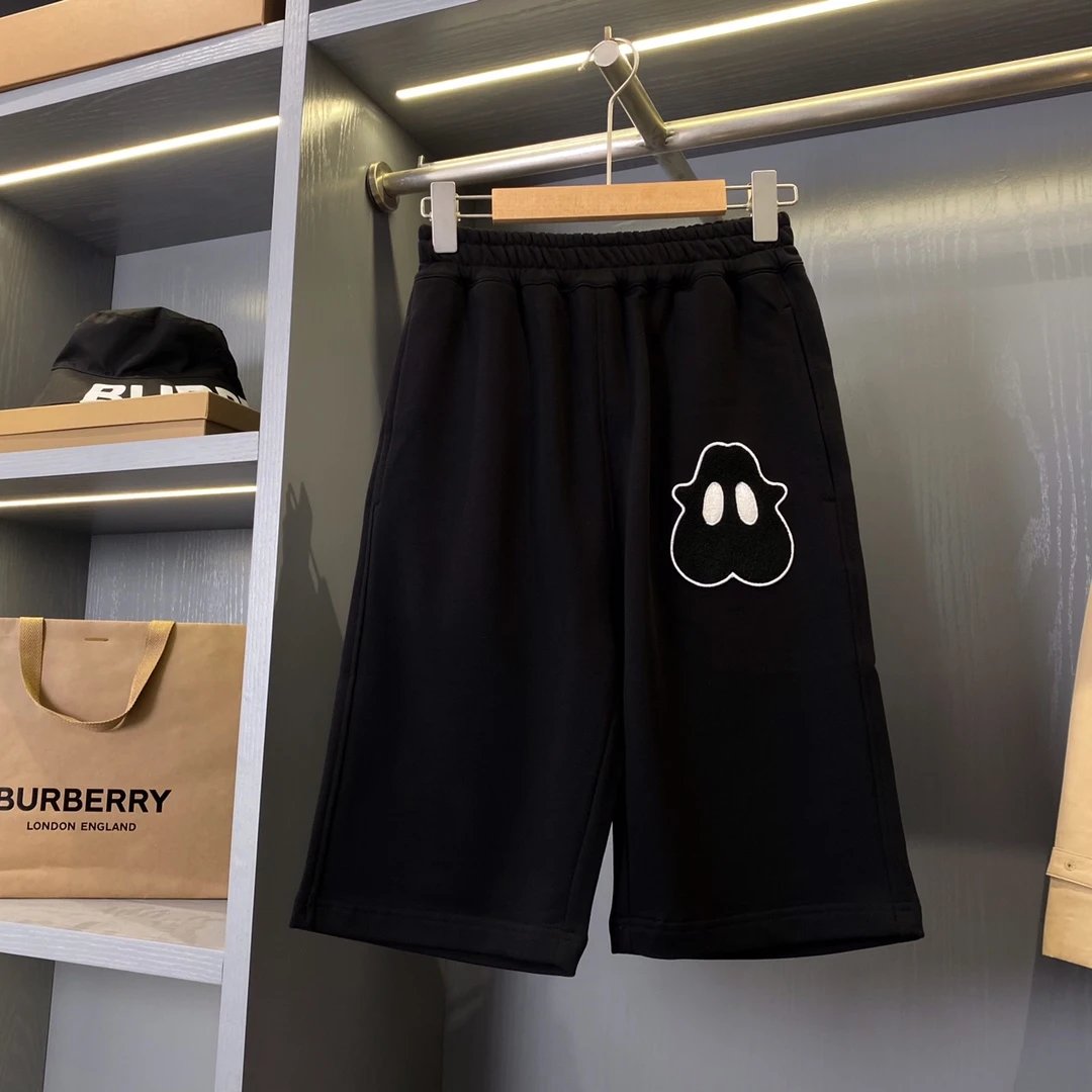 Burberry Shorts Monster Pattern logo Five-point Shorts25ss New Drawstring Casual Summer Pants5Two-in-One Casual Sweatpants for Men and Women, Pure Cotton Joggers